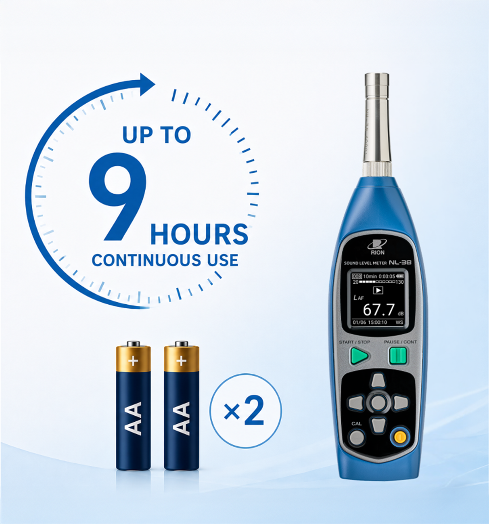 Up to approximately 9 hours of continuous operation (AA battery x2)