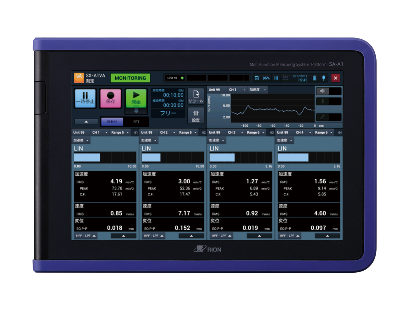 Portable Multi-function Measuring System RIONOTE (Vibration Analysis Program SX-A1VA )